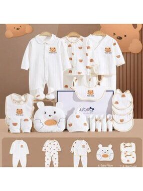 🧸 22-Piece Teddy Bear Newborn 0-3 Baby Gift Set | Soft Cotton | Baby Shower Gif
